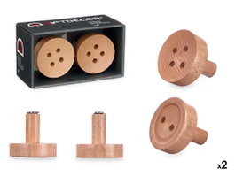 GIFTDECOR Set de 2 perchas en bois couleur naturel (Lot de 6)
