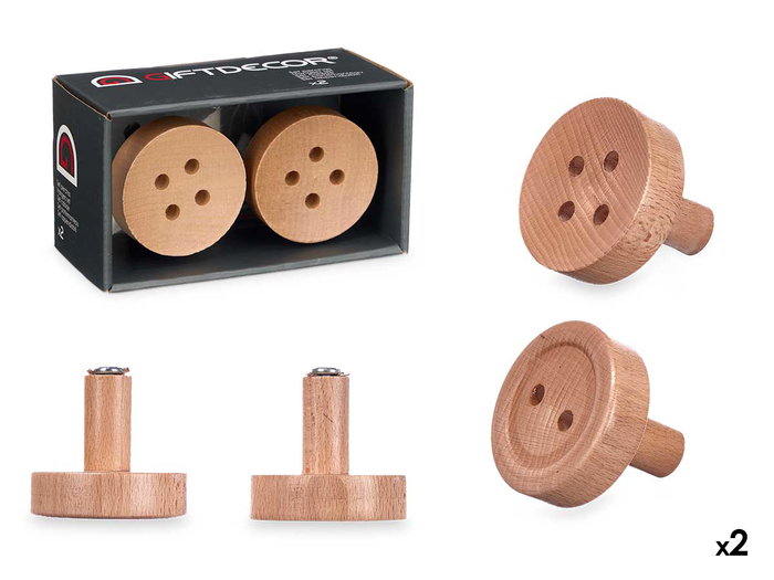 GIFTDECOR Set de 2 perchas en bois couleur naturel (Lot de 6) GIFTDECOR Set de 2 perchas en bois couleur naturel (Lot de 6)