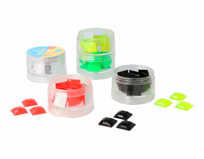 Innspiro Set de Gemmes Décoratives Acryliques Carrées Couleurs Fluo 16x16mm, 100u. Aprox
