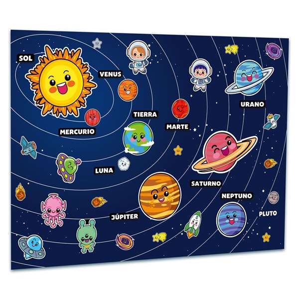 World Brands - Juego descubre el sistema solar - Jeu éducatif pour découvrir le système solaire avec 42 figurines spatiales et panneau avec velcro - À partir de 36 mois World Brands - Juego descubre el sistema solar - Jeu éducatif pour découvrir le système solaire avec 42 figurines spatiales et panneau avec velcro - À partir de 36 mois