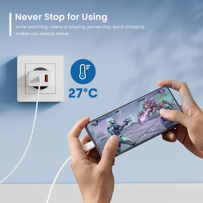 Ewent EW1329 Chargeur GaN 45W USB-C PD et USB-A QC 3.0 Blanc - Charge Rapide Smartphone Tablette Portable