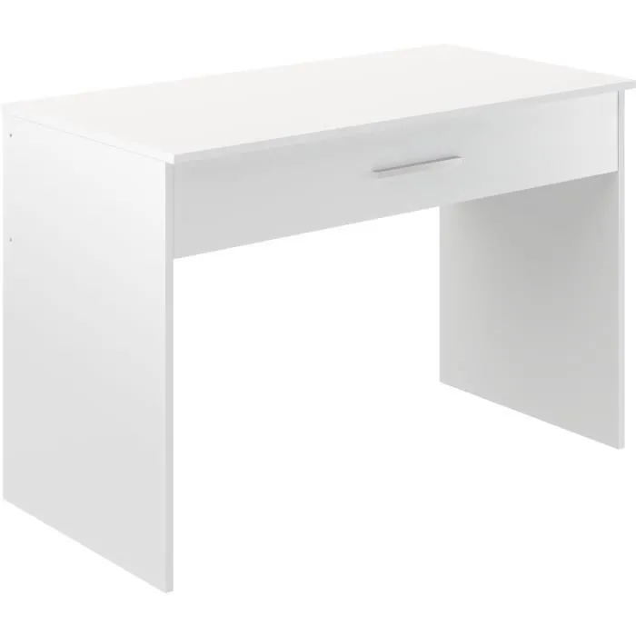 Bureau Grand Tiroir Mélaminé Blanc - 110 x 56 x 81,5 cm