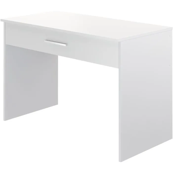 Bureau Grand Tiroir Mélaminé Blanc - 110 x 56 x 81,5 cm