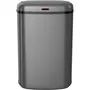 Kitchen Move Logan - Poubelle de cuisine automatique 58 L avec ouverture par capteur, design rectangulaire en inox gris mat avec cerclage