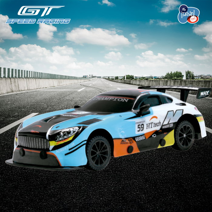 TACHAN Voiture Radiocommandée GT-Speed Racing Bleu Échelle 1:24 R/C Fréquence 27 MHz