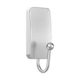 3M Crochet métallique nickel satiné, petit, 25 x 66 x 25 mm, 1 pièce + 2 bandes adhésives, charge max 450 g