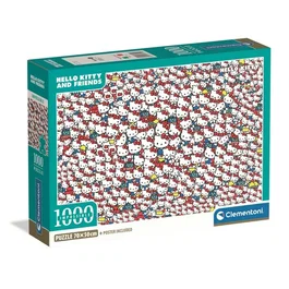 Clementoni Puzzle Hello Kitty et ses Amis 1000 Pièces - 70x50 cm - À partir de 14 ans - Niveau Difficile - Inclus Poster