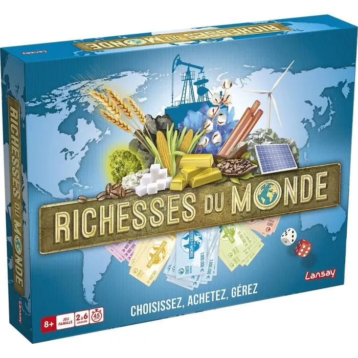 Lansay - Jeu de société Richesse du Monde - Version originale - 2 à 6 joueurs - Dès 8 ans