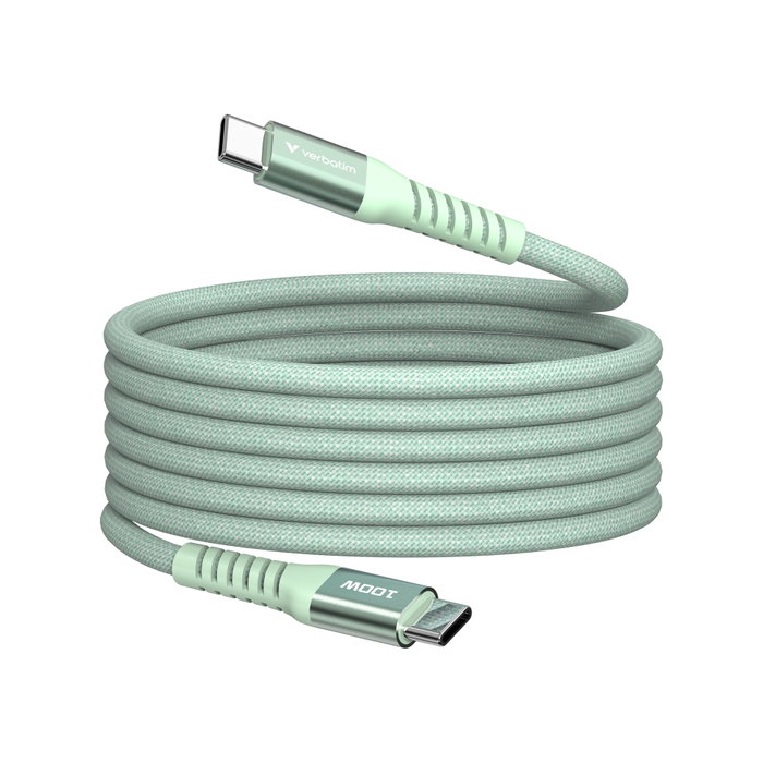 Verbatim Câble Magnétique Sync & Charge USB-C vers USB-C 100W 120cm Vert Verbatim Câble Magnétique Sync & Charge USB-C vers USB-C 100W 120cm Vert