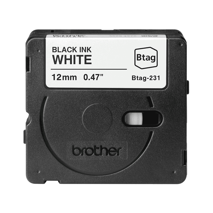 Brother BTAG231 Ruban d'étiquetage 12 mm Noir sur Blanc Résistant à l'Eau et au Micro-ondes