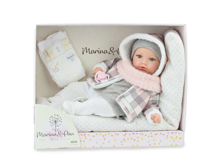 Marina & Pau Noa Pink - Poupée reborn de 40 cm avec poids, en espagnol, dans son étui