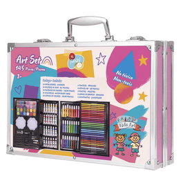 Tachan T01070 - Mallette Artistique en Aluminium 145 Pièces - Kit Complet avec Rotuladores, Pastels, Peintures, Aquarelles, Crayons, Pinceaux - 34.5x24.3x8.7 cm