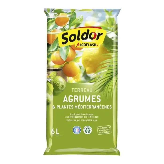 Algoflash Terreau pour Agrumes et Plantes Méditerranéennes 6 L - Agriculture Biologique