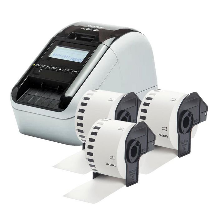 Brother Imprimante d'étiquettes pour badges visiteurs (USB, Ethernet, Wi-Fi, Bluetooth) de couleur Blanc/Noir Brother Imprimante d'étiquettes pour badges visiteurs (USB, Ethernet, Wi-Fi, Bluetooth) de couleur Blanc/Noir