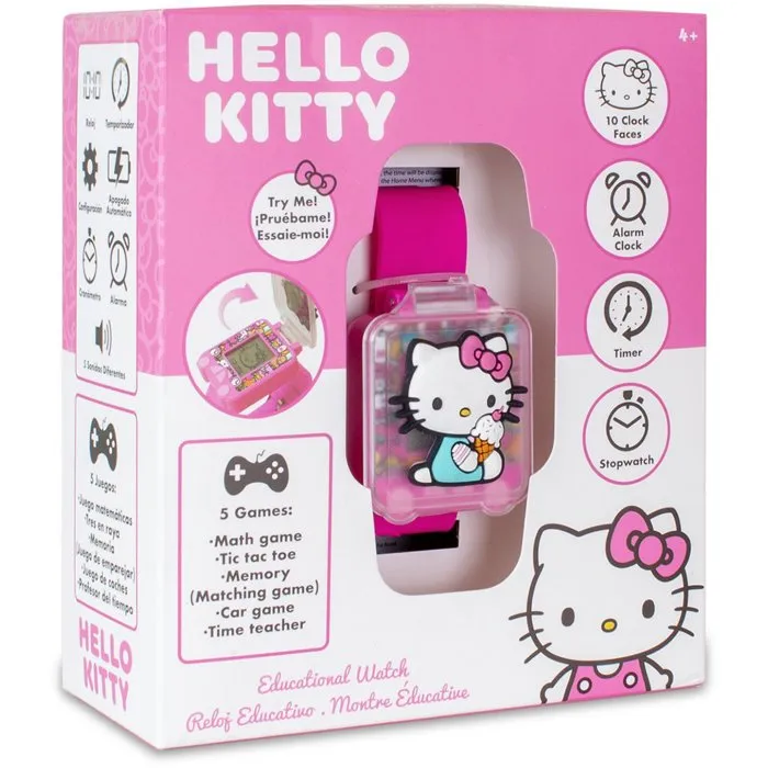 Kids Licensing Montre éducative et à jeux Hello Kitty - GEN4148 - 5 jeux, changement de fond d'écran, fonction chronomètre - Pile incluse