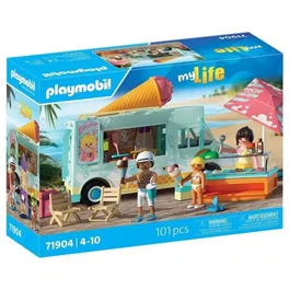 Playmobil 71904 - Camion vendeur de glaces avec 3 personnages - Set 'My Life Vacances à la plage' - Design rétro années 50 - 101 pièces - À partir de 4 ans