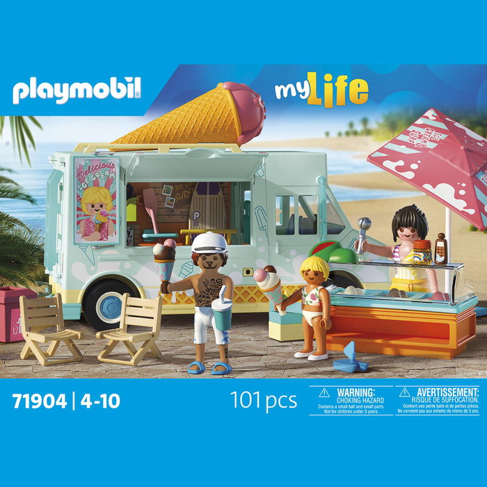 Playmobil Camion vendeur de glaces & 3 personnages, Design rétro années 50