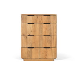 GINER Y COLOMER - Commode Haute en Bois de Manguier Naturel 110 cm, 5 Tiroirs, Design Élégant et Fonctionnel
