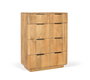 GINER Y COLOMER - Commode Haute en Bois de Manguier Naturel 110 cm, 5 Tiroirs, Design Élégant et Fonctionnel
