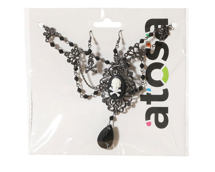 Set de Colliers et Boucles d'Oreilles Noirs pour Costume de Sorcière - Accessoires Halloween, Fêtes à Thème Fantaisie Set de Colliers et Boucles d'Oreilles Noirs pour Costume de Sorcière - Accessoires Halloween, Fêtes à Thème Fantaisie