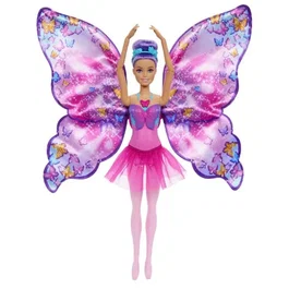 Barbie HXJ10 Poupée Danseuse Papillon Transformable 2 en 1 avec Ailes à Bouton et Tenue de Ballet