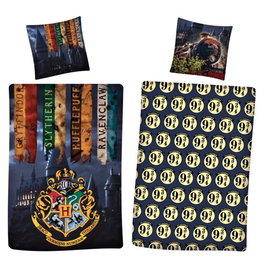 WARNER BROS. DISCOVERY - Housse de couette Harry Potter Réversible 140 x 200 cm - Housse d'oreiller incluse - 100% Polyester