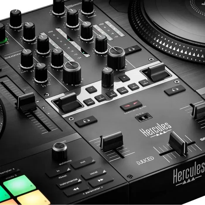Hercules DJControl Inpulse T7 - Contrôleur DJ motorisé noir avec deux platines pour débutants