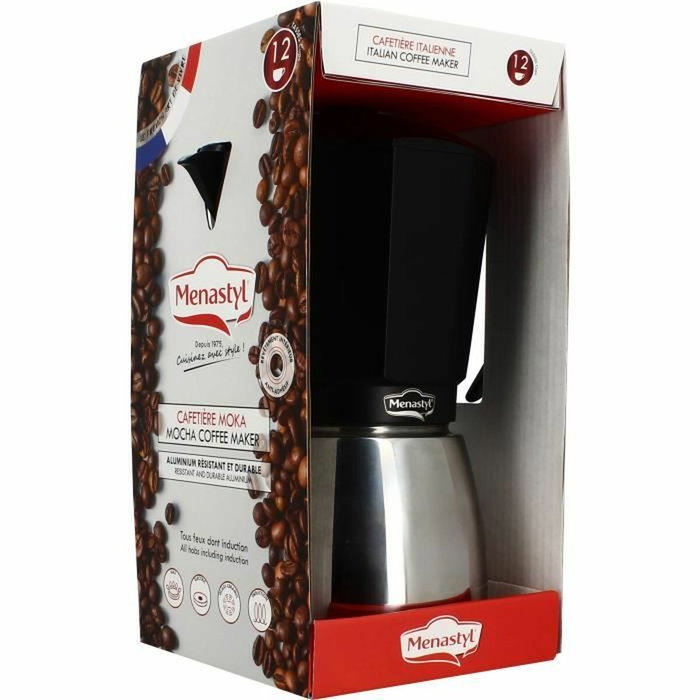Menastyl Cafetière Italienne Aluminium 12 Tasses, Compatible Induction Menastyl Cafetière Italienne Aluminium 12 Tasses, Compatible Induction