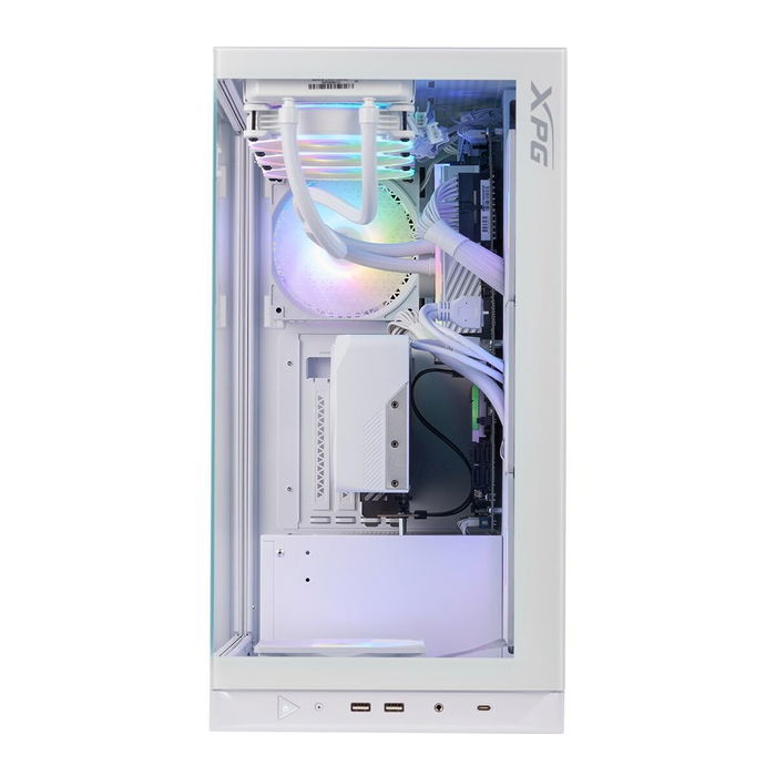 ADATA XPG INVADER X - Boîtier PC Midi Tour Blanc ATX, Micro-ATX, Mini-ITX - Panneaux en verre trempé, 1x USB-C, 2x USB-A, Support Refroidissement Liquide 360mm