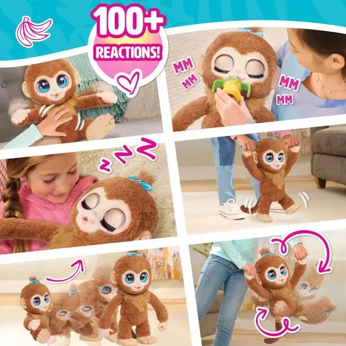 FurReal Friends - Peanut le Singe - Jouet interactif pour enfant avec plus de 100 réactions, marche, équilibre et câlins