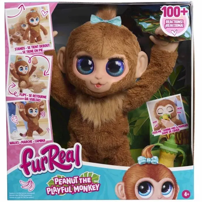 FurReal Friends - Peanut le Singe - Jouet interactif pour enfant avec plus de 100 réactions, marche, équilibre et câlins