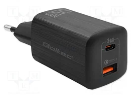 QOLTEC Chargeur USB GaN 65W avec USB-A et USB-C