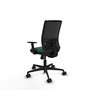 Chaise Yunquera Synchro 4 positions tissu Vert foncé Maille Noir Base en nylon noir Accoudoir 1D Sans appui-tête Roulettes 65mm nylon