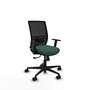 Chaise Yunquera Synchro 4 positions tissu Vert foncé Maille Noir Base en nylon noir Accoudoir 1D Sans appui-tête Roulettes 65mm nylon