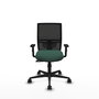 Chaise Yunquera Synchro 4 positions tissu Vert foncé Maille Noir Base en nylon noir Accoudoir 1D Sans appui-tête Roulettes 65mm nylon