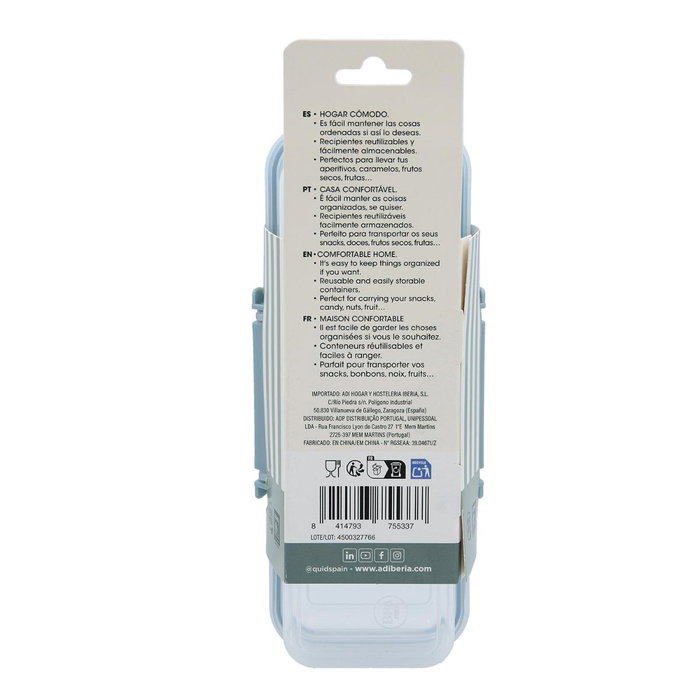 Recipiente Hermético Plástico Minimal Quid 19x8x6 cm (12 Unidades) Recipiente Hermético Plástico Minimal Quid 19x8x6 cm (12 Unidades)