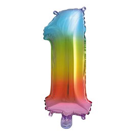 Party Time Ballon Chiffre 1 Arc-en-ciel 35 cm