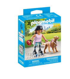 Playmobil My Life - Figurine patineuse avec chien Retriever - Jeu de figurines pour enfants à partir de 4 ans