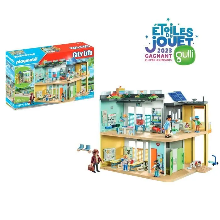 Playmobil 71327 - École aménagée avec 282 pièces, 5 personnages et ascenseur - Gamme City Life - Pour enfants dès 4 ans