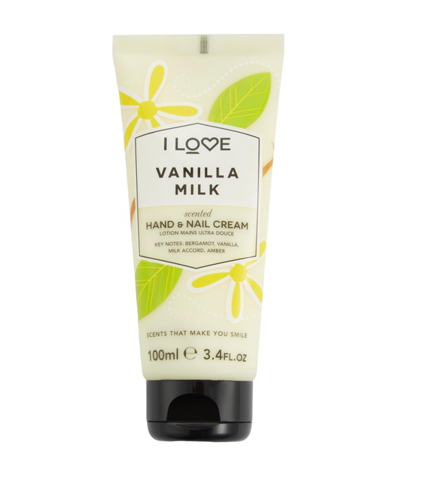 I Love Signature Collection - Crème Hydratante Mains et Ongles Parfum Lait Vanillé - 100 ml I Love Signature Collection - Crème Hydratante Mains et Ongles Parfum Lait Vanillé - 100 ml