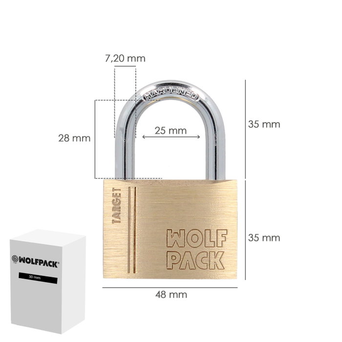 WOLFPACK LINEA PROFESIONAL Cadenas en laiton Arco Normal 50 mm Serie Target WOLFPACK LINEA PROFESIONAL Cadenas en laiton Arco Normal 50 mm Serie Target