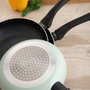Quid Set de 3 Sartenes Tropic en Aluminium Estampé Vert 18-22-26 cm Compatible Induction, Gaz, Électrique, Vitrocéramique