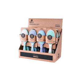 Bifull Lot de 12 brosses à cheveux Bio Oval Pastel en fibre de blé