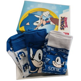 SEGA - Set de 3 paires de chaussettes pour adulte Sonic The Hedgehog - Motifs assortis - Tailles 39-45 - En boîte