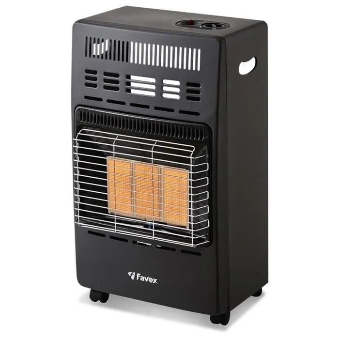 Favex Chauffage d'appoint infrarouge à gaz butane KERN avec allumage piézo, 3 puissances (1.5-4.2 kW), chauffe jusqu'à 40 m², sécurité incluse