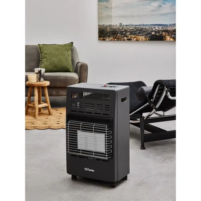 Favex Chauffage d'appoint infrarouge à gaz butane KERN avec allumage piézo, 3 puissances (1.5-4.2 kW), chauffe jusqu'à 40 m², sécurité incluse