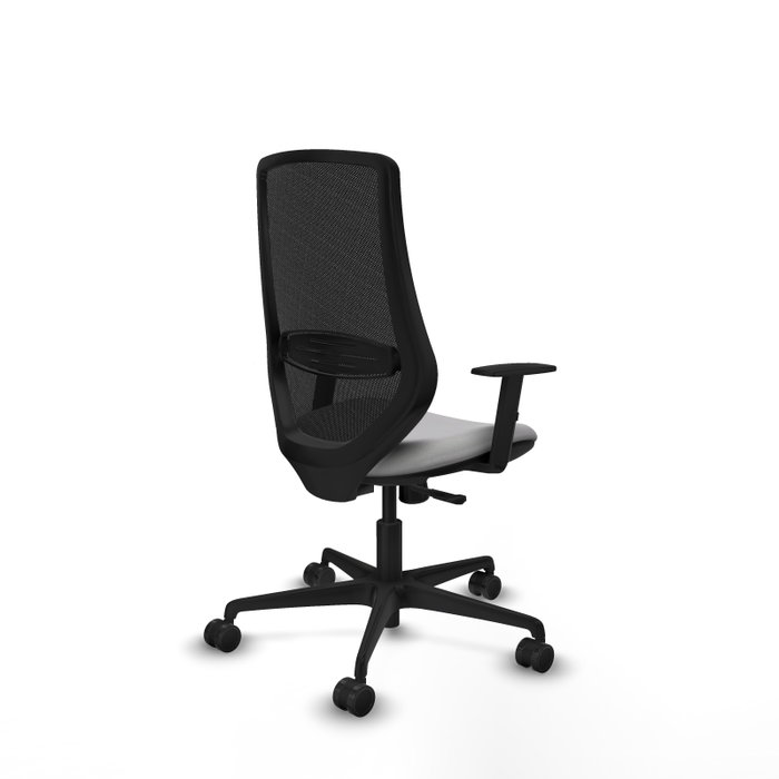 Chaise Mardos Synchro 4 positions tissu Gris clair Maille Noir Base en nylon noir Accoudoir 1D Sans appui-tête Roulettes 65mm nylon
