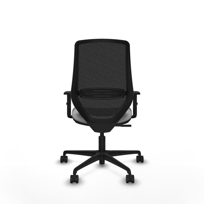 Chaise Mardos Synchro 4 positions tissu Gris clair Maille Noir Base en nylon noir Accoudoir 1D Sans appui-tête Roulettes 65mm nylon