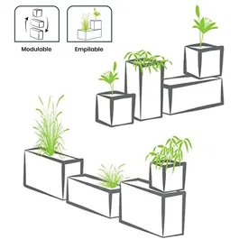 Eda - Balconnière Volcania Up 25 L - Décoration intérieure et extérieure - Finition pierre - 59 x 19.5 x 22.8 cm - Gris anthracite