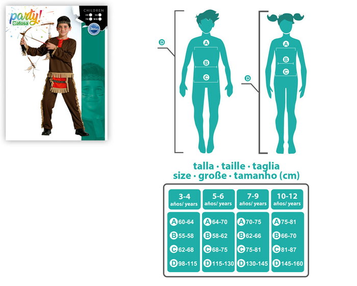 Déguisement Indien Rouge pour Enfant Garçon 5-6 Ans avec Cinq Pièces (Camiseta, Pantalón, Cinta) - Thème Far West - Polyester Déguisement Indien Rouge pour Enfant Garçon 5-6 Ans avec Cinq Pièces (Camiseta, Pantalón, Cinta) - Thème Far West - Polyester